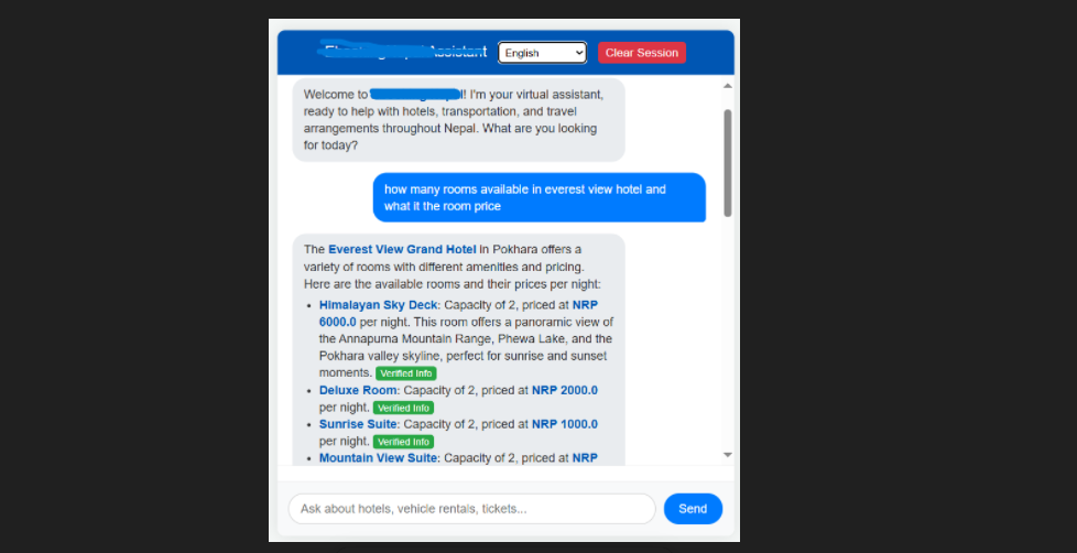 Chatbot API for Ebooking Nepal